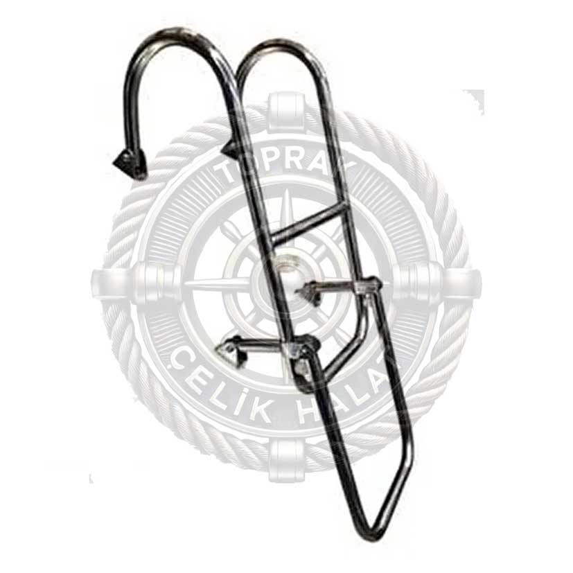 Karagöz Tekne Merdiveni Paslanmaz Krom Katlanır Tutamaklı Merdiven 3 Basamaklı