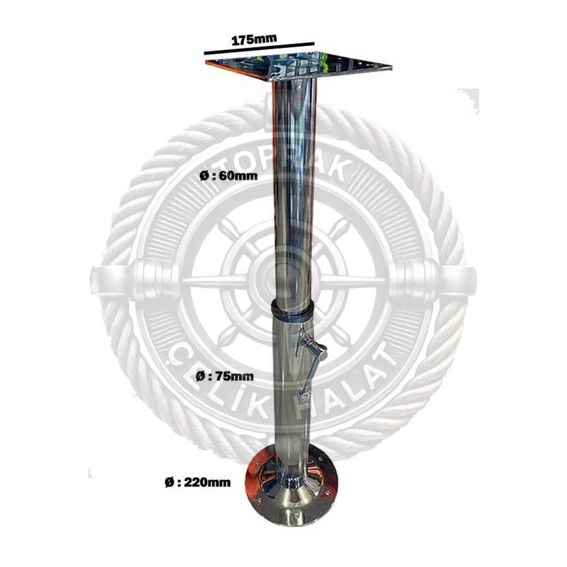 Masa Ve Koltuk Ayağı 2 Kademeli Krom 53-90cm Tekne, Yat Ve Karavan